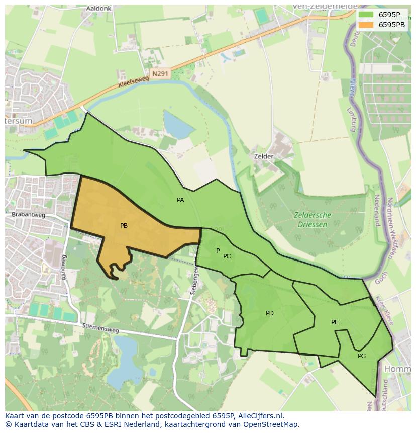 Afbeelding van het postcodegebied 6595 PB op de kaart.