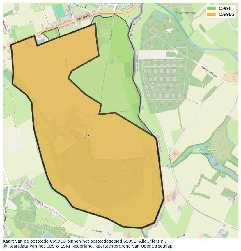 Afbeelding van het postcodegebied 6599 EG op de kaart.
