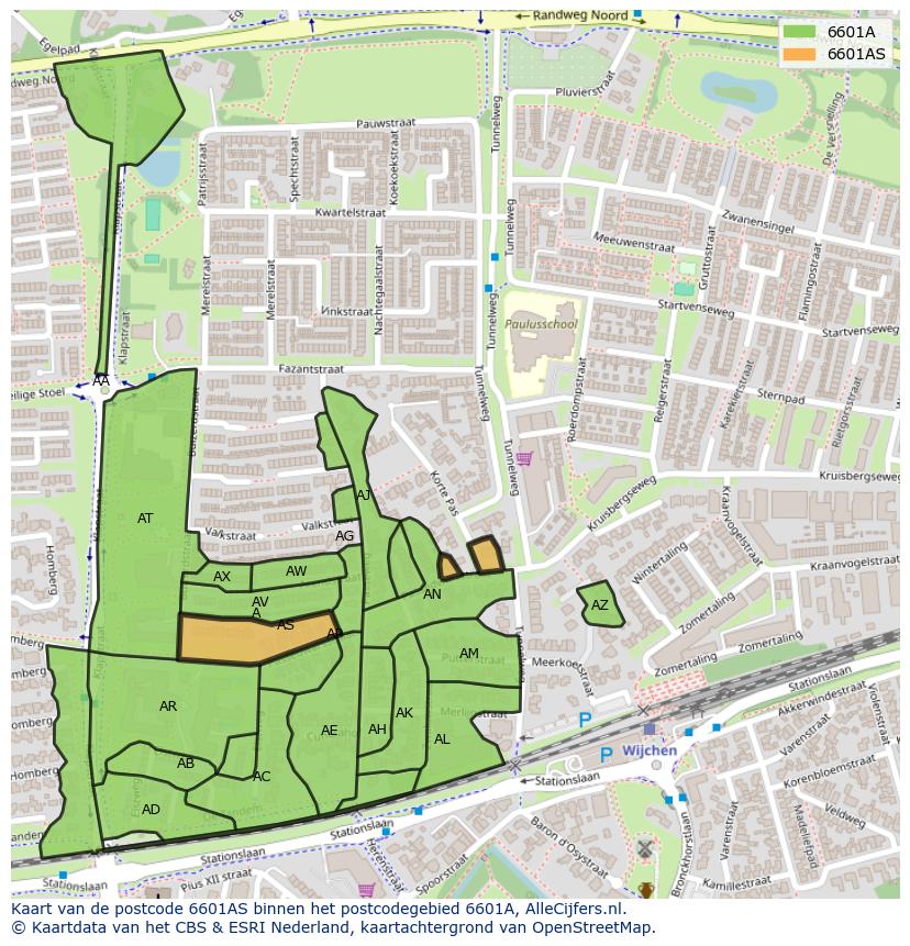 Afbeelding van het postcodegebied 6601 AS op de kaart.