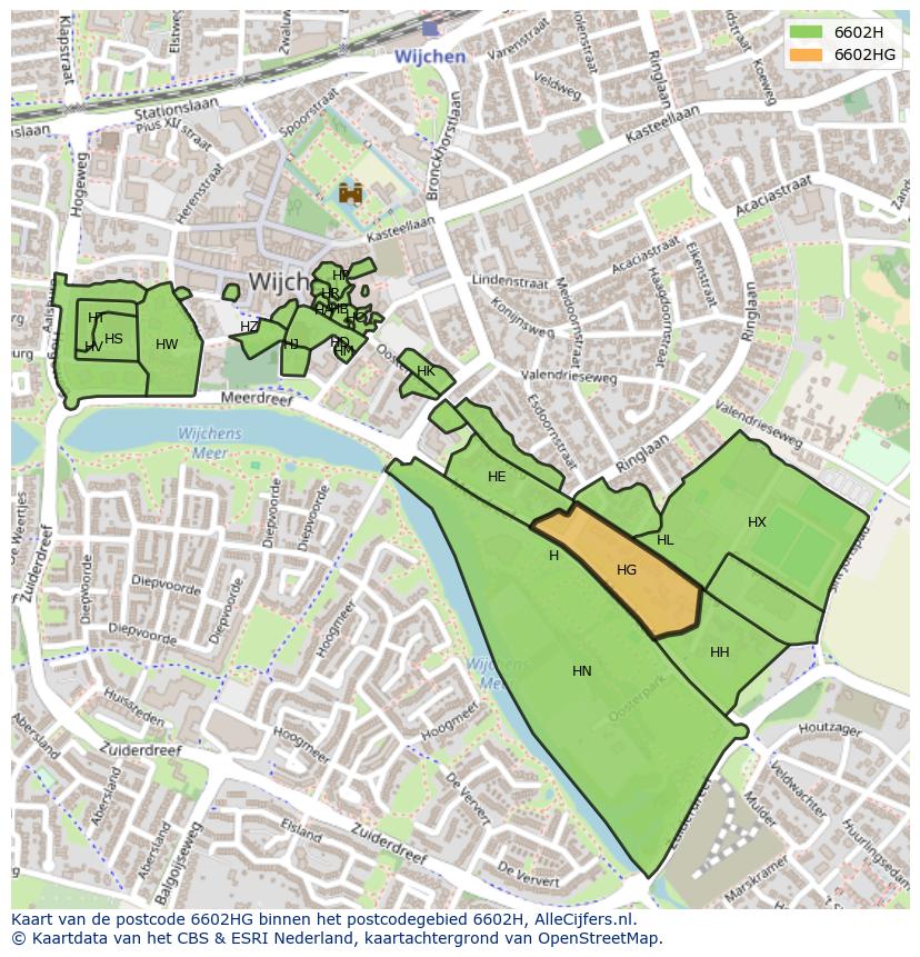 Afbeelding van het postcodegebied 6602 HG op de kaart.