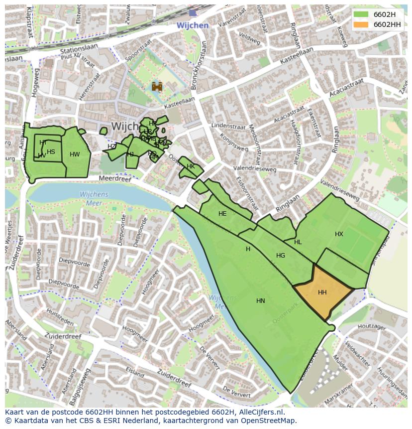 Afbeelding van het postcodegebied 6602 HH op de kaart.