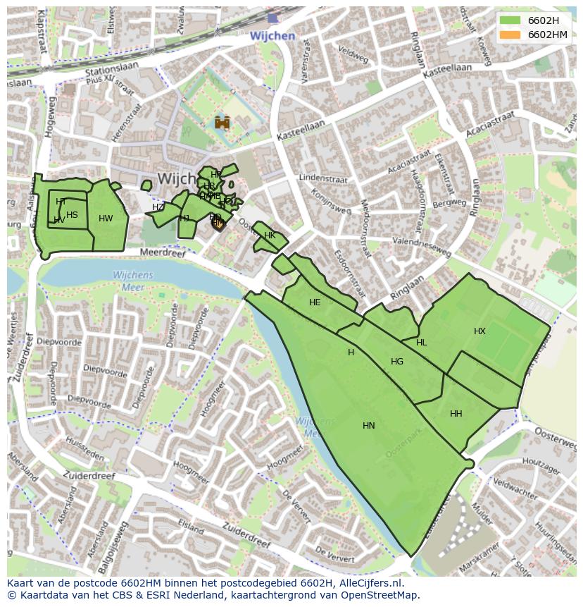 Afbeelding van het postcodegebied 6602 HM op de kaart.