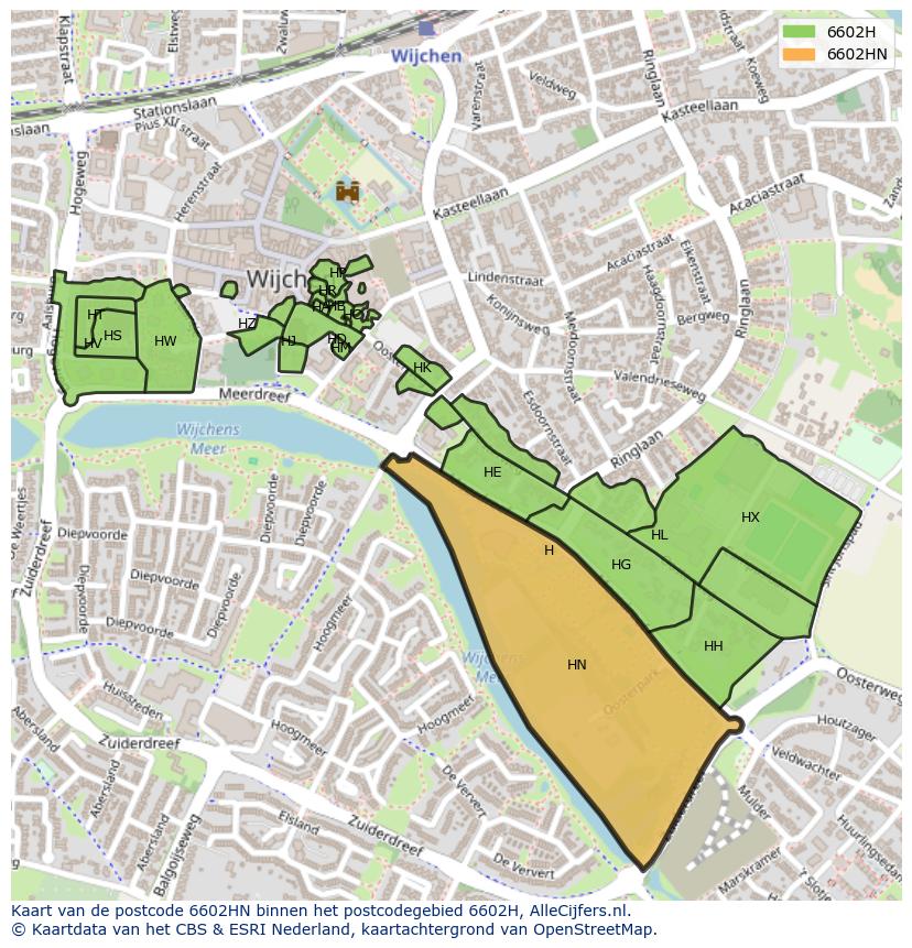 Afbeelding van het postcodegebied 6602 HN op de kaart.