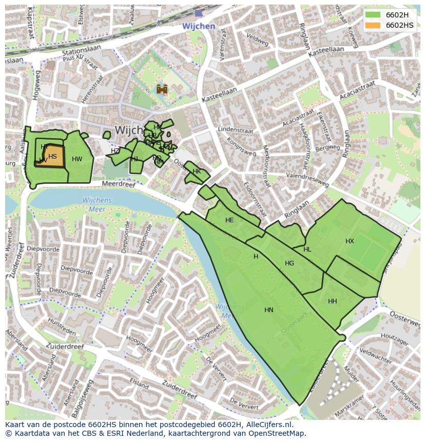Afbeelding van het postcodegebied 6602 HS op de kaart.