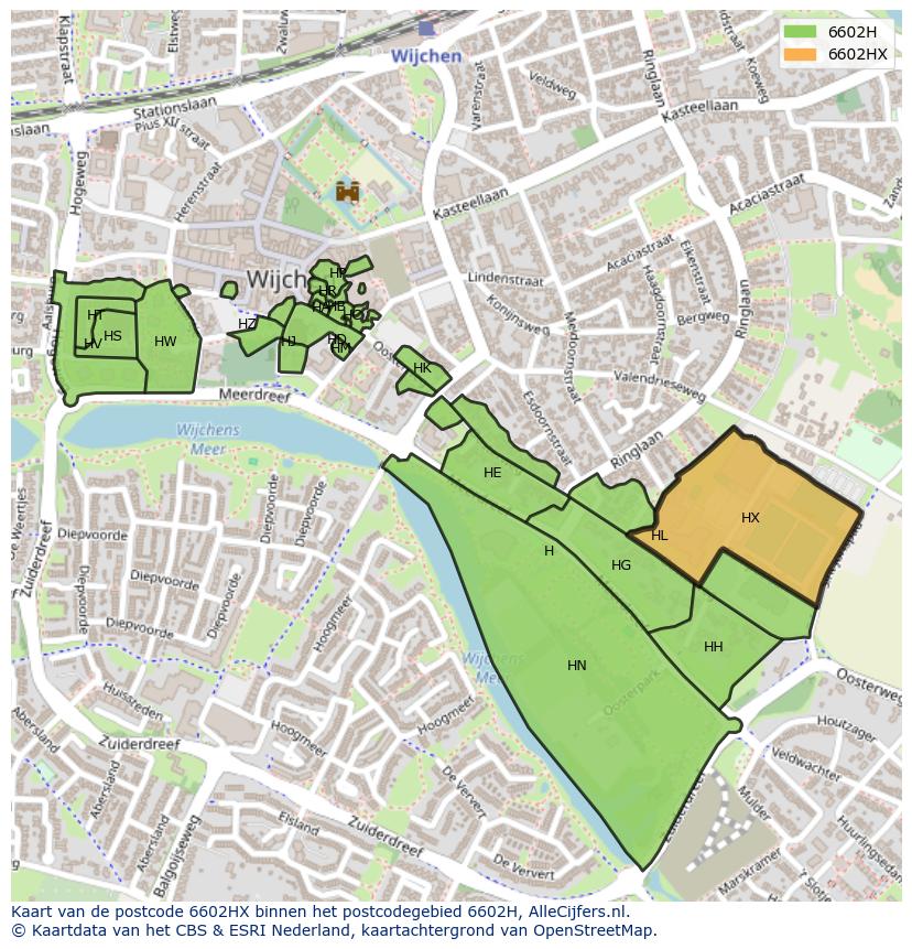 Afbeelding van het postcodegebied 6602 HX op de kaart.