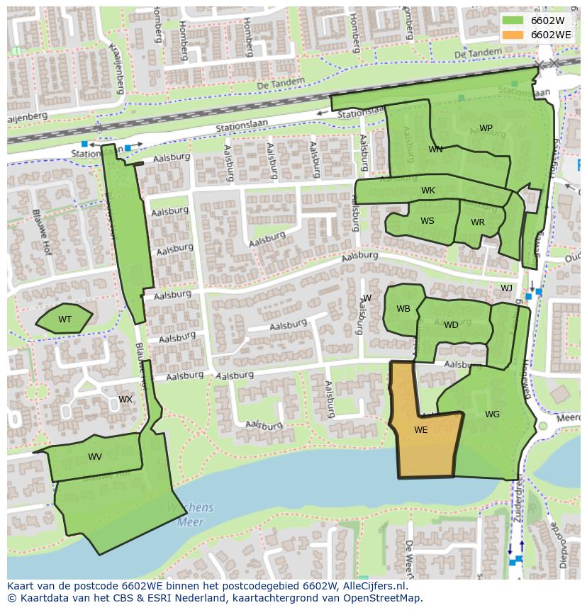 Afbeelding van het postcodegebied 6602 WE op de kaart.