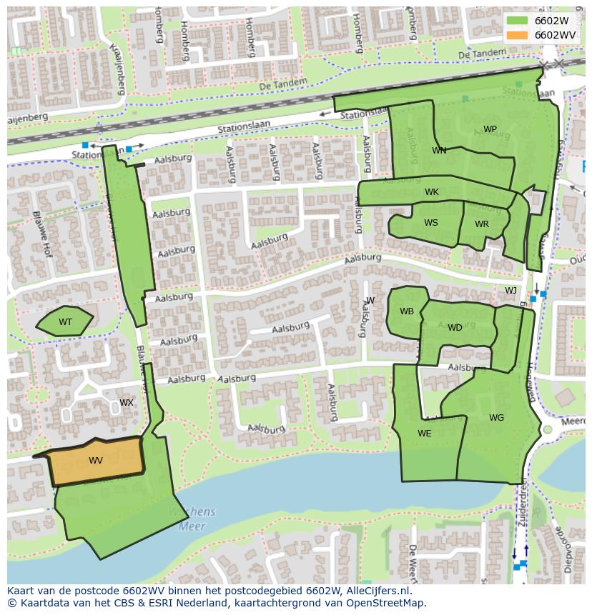 Afbeelding van het postcodegebied 6602 WV op de kaart.