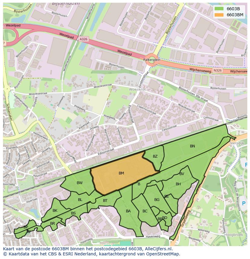 Afbeelding van het postcodegebied 6603 BM op de kaart.