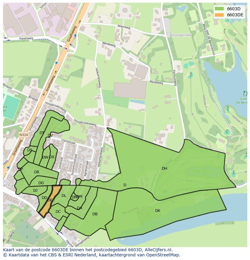 Afbeelding van het postcodegebied 6603 DE op de kaart.