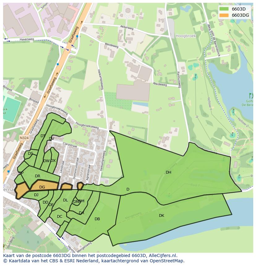 Afbeelding van het postcodegebied 6603 DG op de kaart.