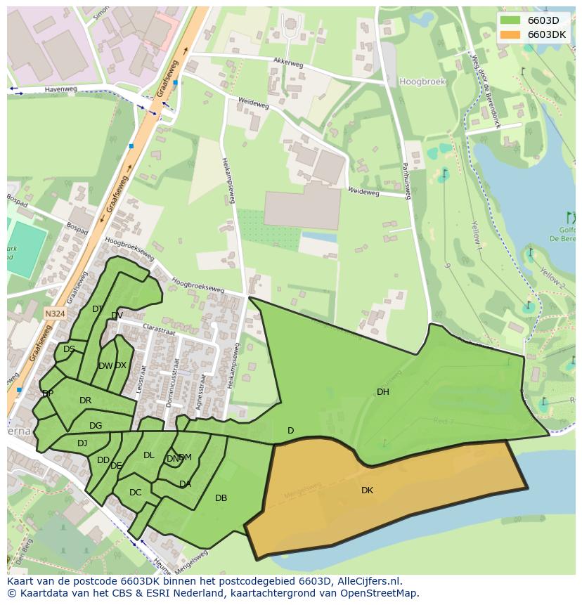 Afbeelding van het postcodegebied 6603 DK op de kaart.