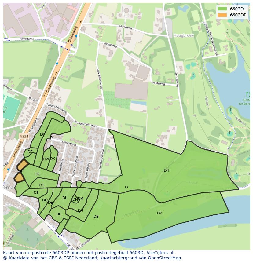 Afbeelding van het postcodegebied 6603 DP op de kaart.
