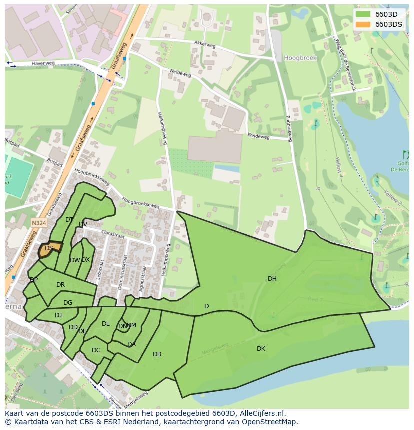 Afbeelding van het postcodegebied 6603 DS op de kaart.
