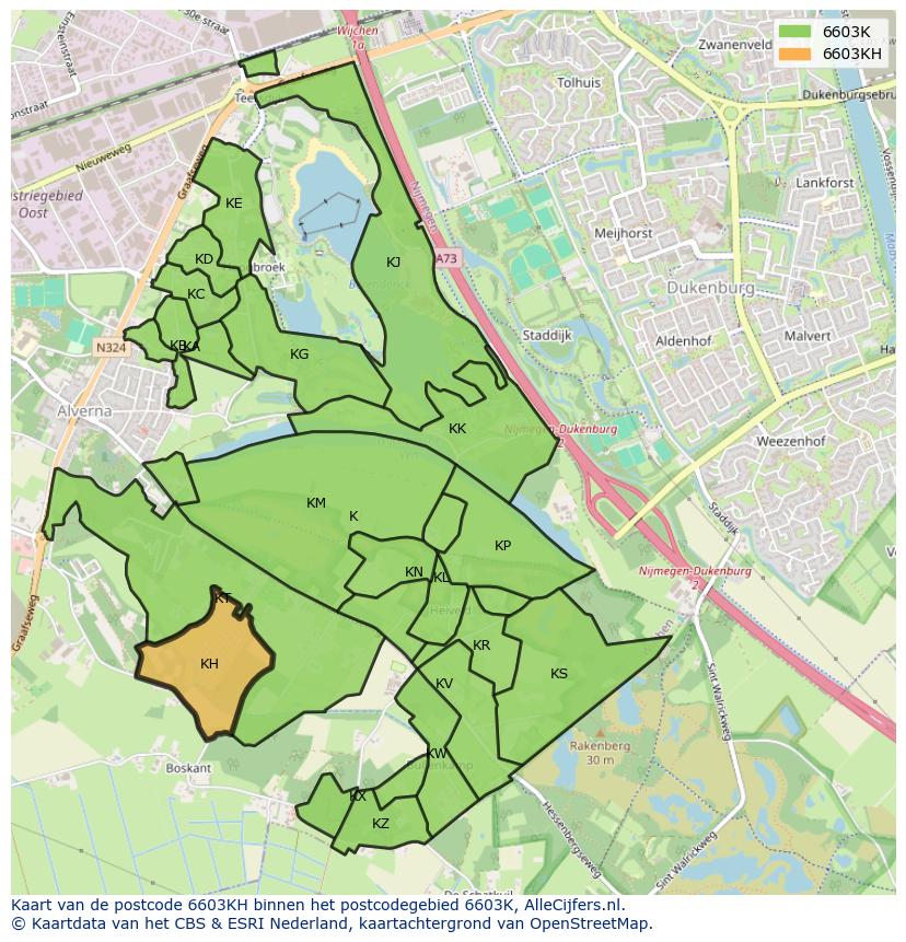 Afbeelding van het postcodegebied 6603 KH op de kaart.