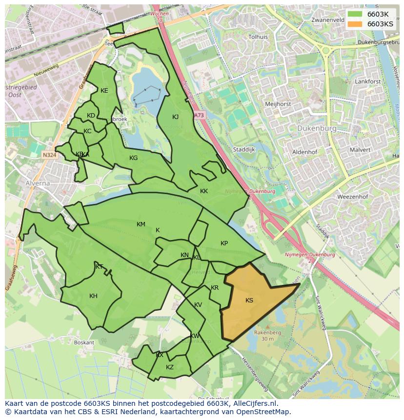 Afbeelding van het postcodegebied 6603 KS op de kaart.