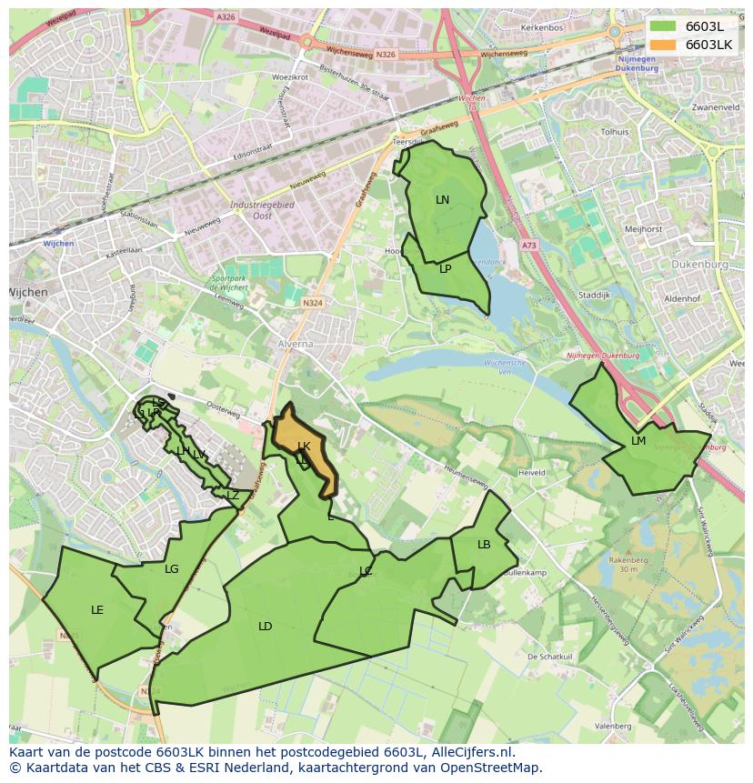 Afbeelding van het postcodegebied 6603 LK op de kaart.