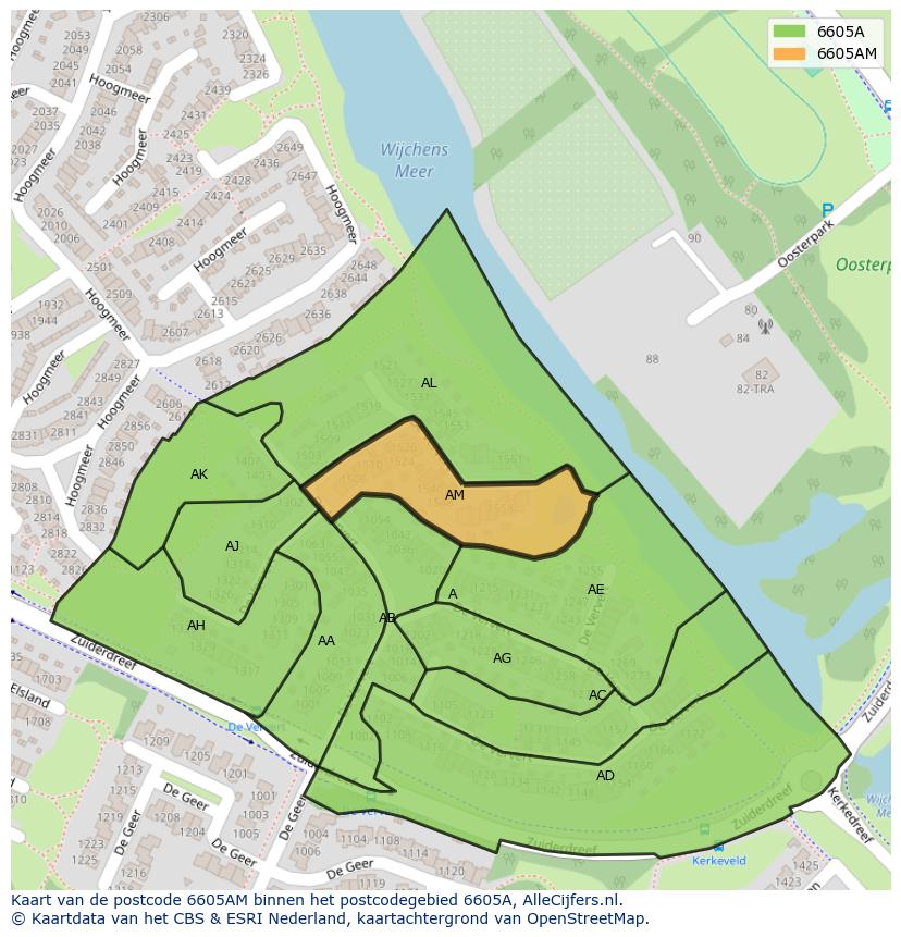 Afbeelding van het postcodegebied 6605 AM op de kaart.