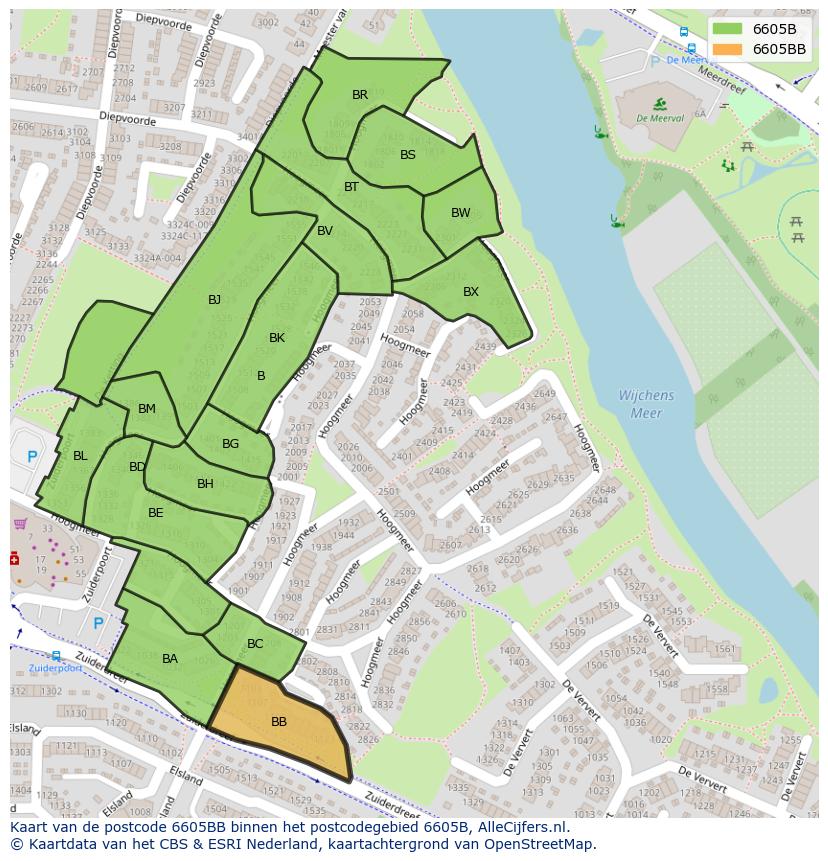Afbeelding van het postcodegebied 6605 BB op de kaart.
