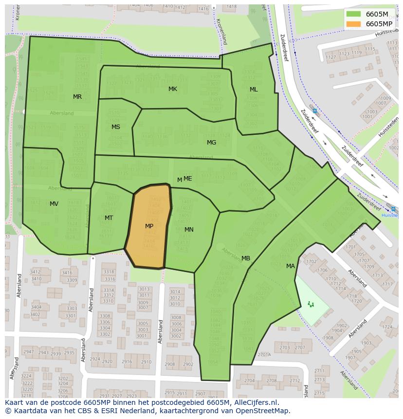 Afbeelding van het postcodegebied 6605 MP op de kaart.