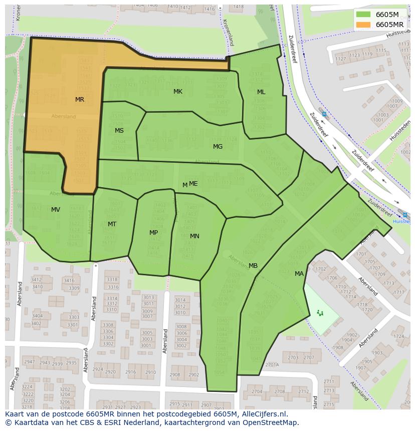 Afbeelding van het postcodegebied 6605 MR op de kaart.