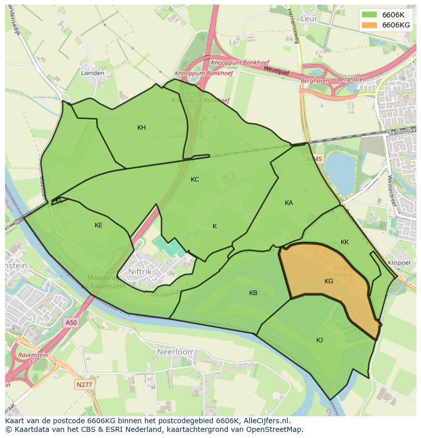Afbeelding van het postcodegebied 6606 KG op de kaart.