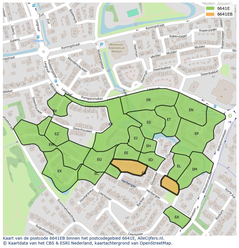 Afbeelding van het postcodegebied 6641 EB op de kaart.