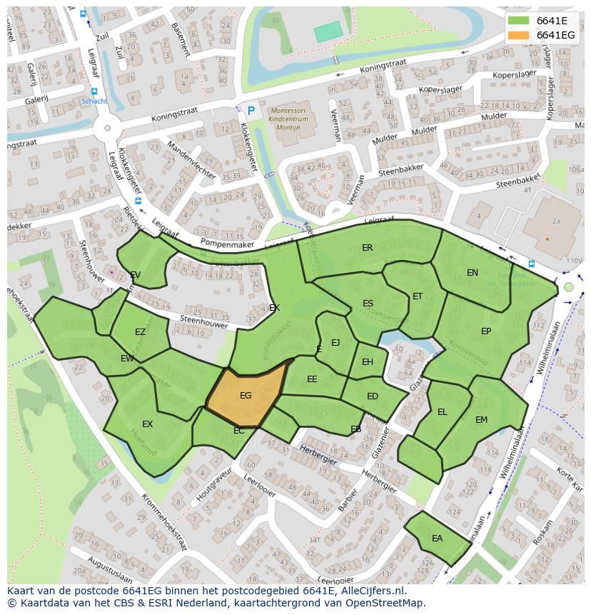 Afbeelding van het postcodegebied 6641 EG op de kaart.