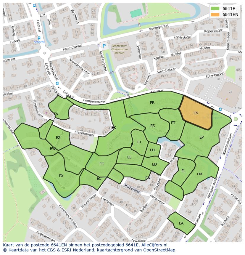 Afbeelding van het postcodegebied 6641 EN op de kaart.