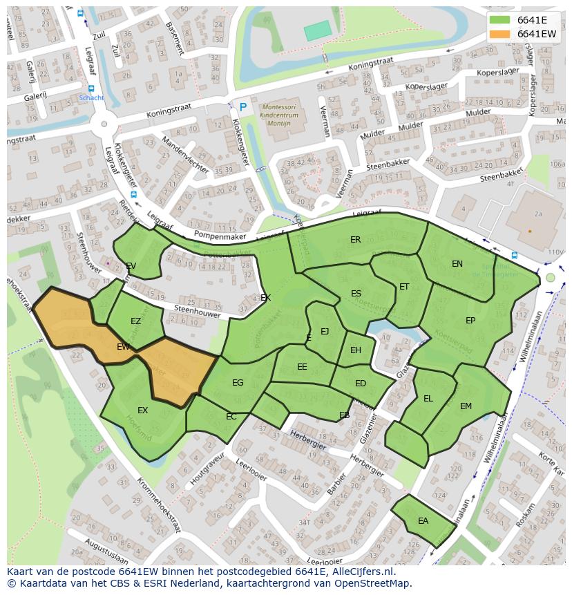 Afbeelding van het postcodegebied 6641 EW op de kaart.