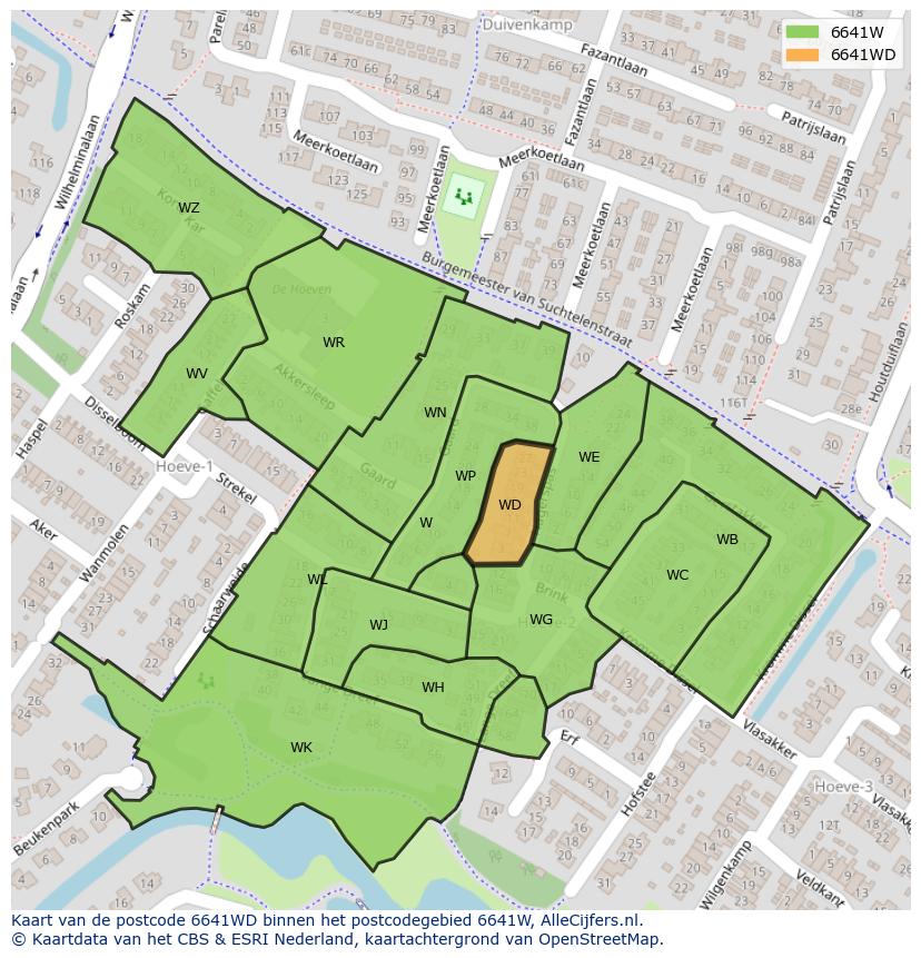 Afbeelding van het postcodegebied 6641 WD op de kaart.