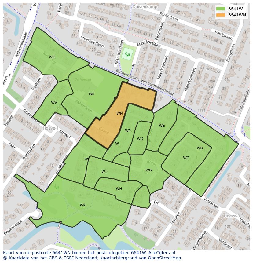 Afbeelding van het postcodegebied 6641 WN op de kaart.