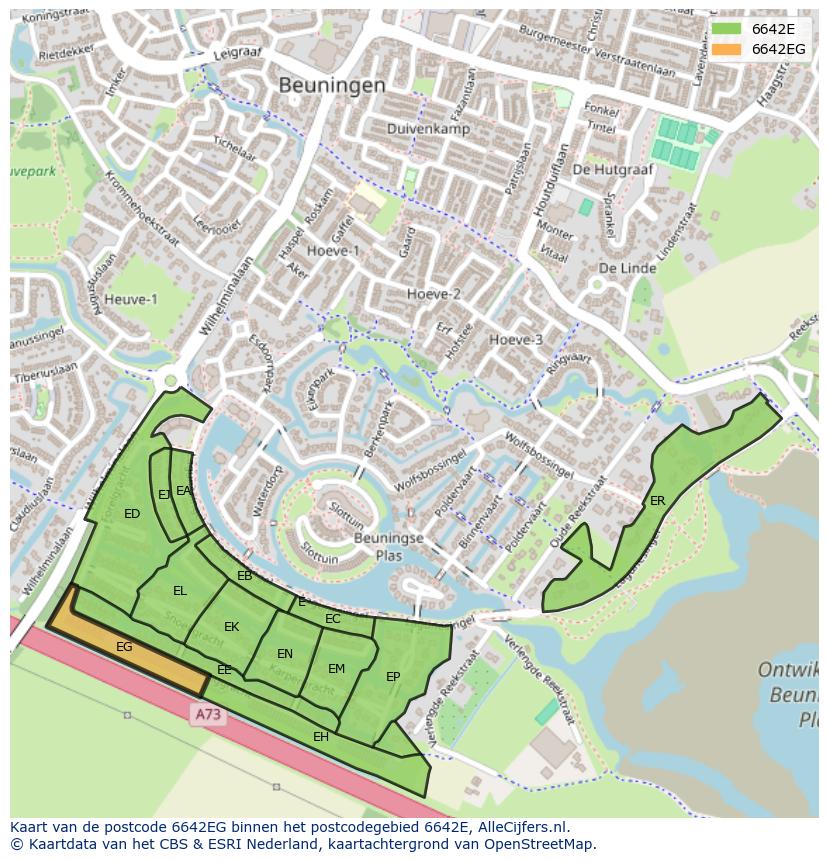 Afbeelding van het postcodegebied 6642 EG op de kaart.