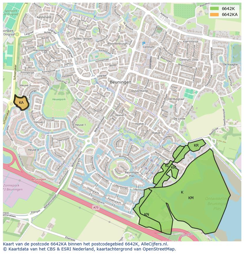 Afbeelding van het postcodegebied 6642 KA op de kaart.