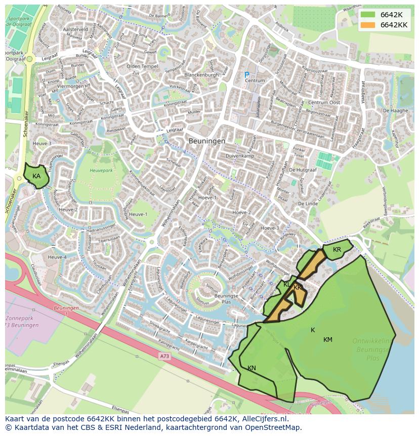 Afbeelding van het postcodegebied 6642 KK op de kaart.
