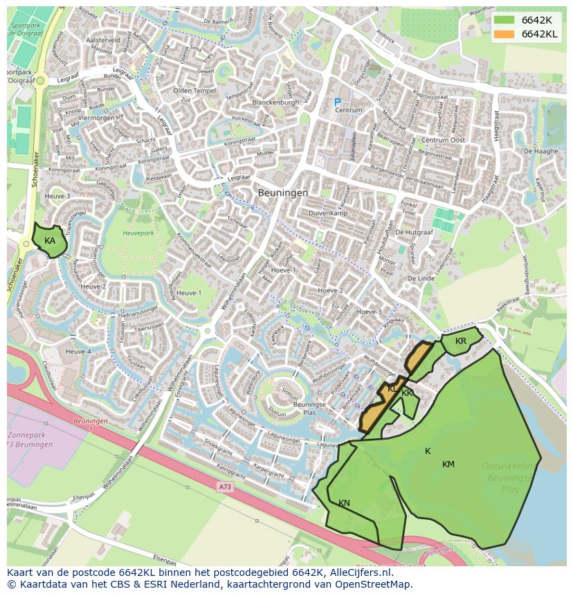 Afbeelding van het postcodegebied 6642 KL op de kaart.