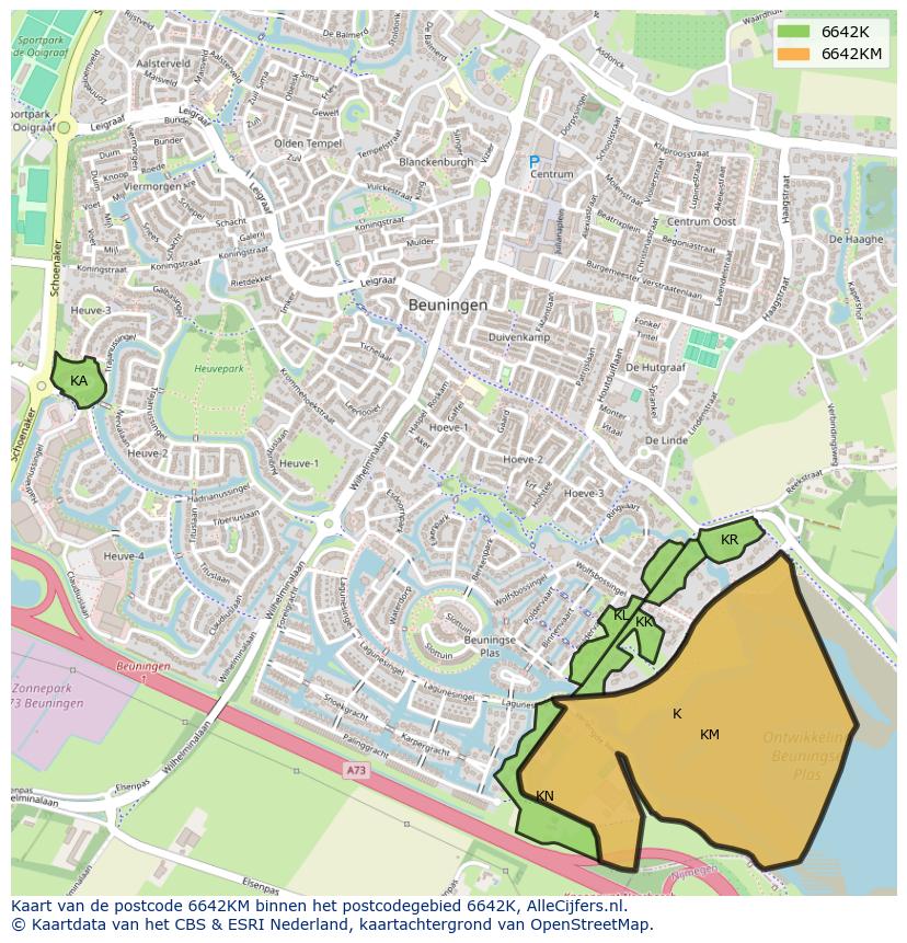Afbeelding van het postcodegebied 6642 KM op de kaart.