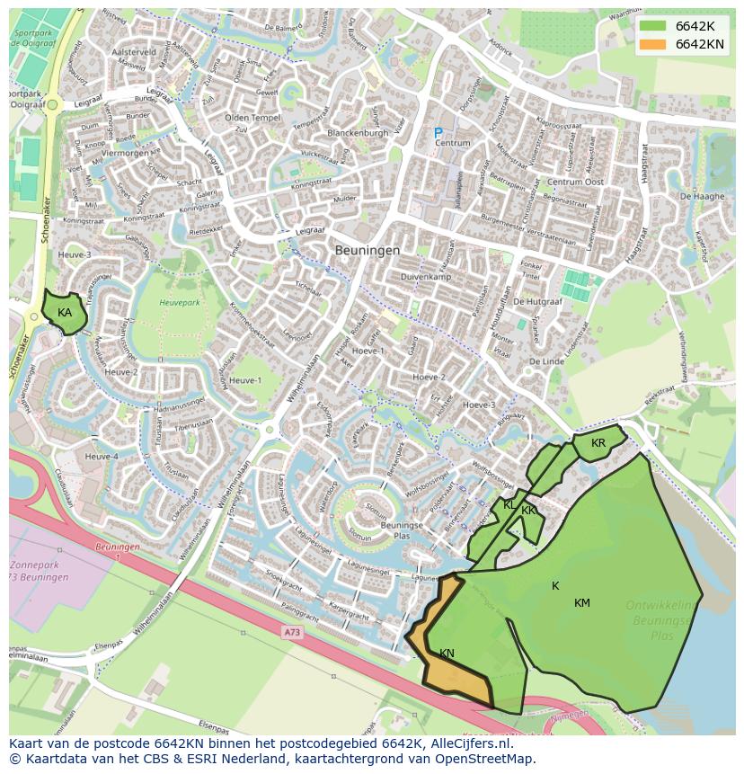 Afbeelding van het postcodegebied 6642 KN op de kaart.