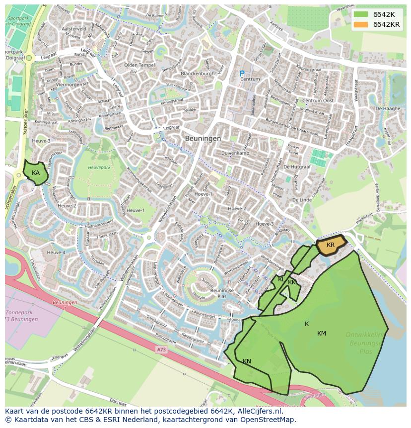 Afbeelding van het postcodegebied 6642 KR op de kaart.