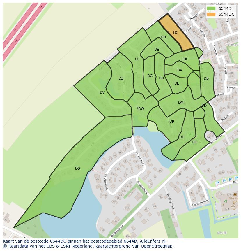 Afbeelding van het postcodegebied 6644 DC op de kaart.