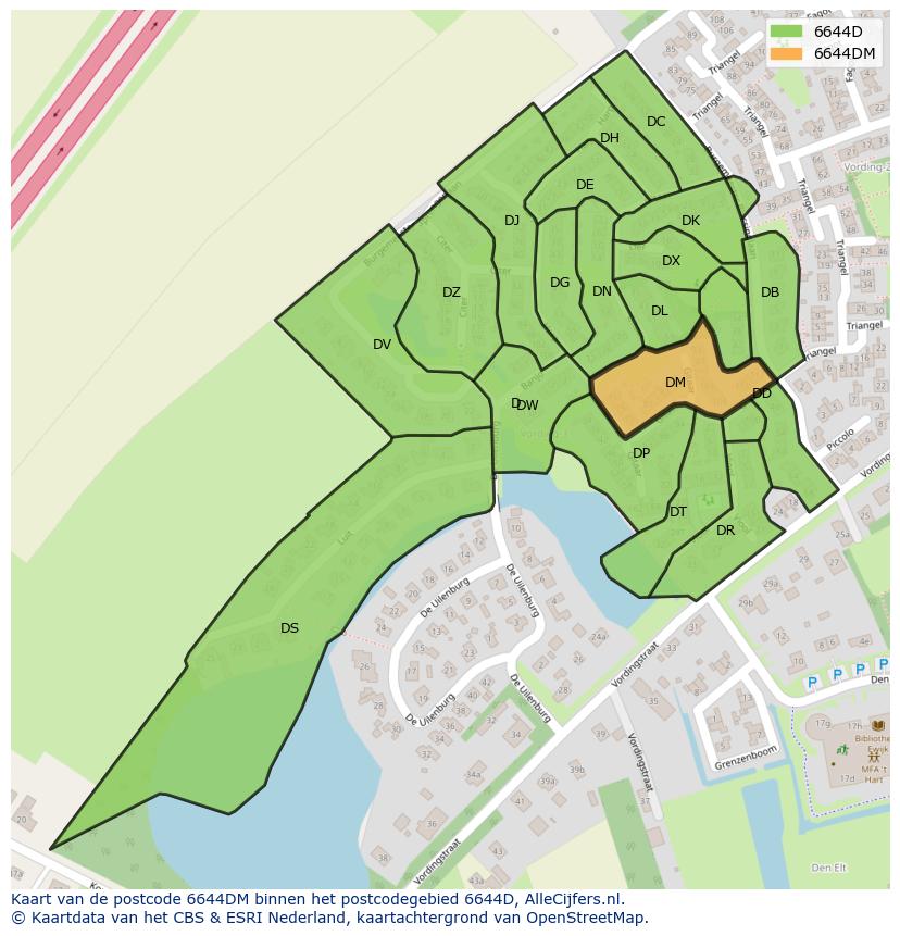 Afbeelding van het postcodegebied 6644 DM op de kaart.