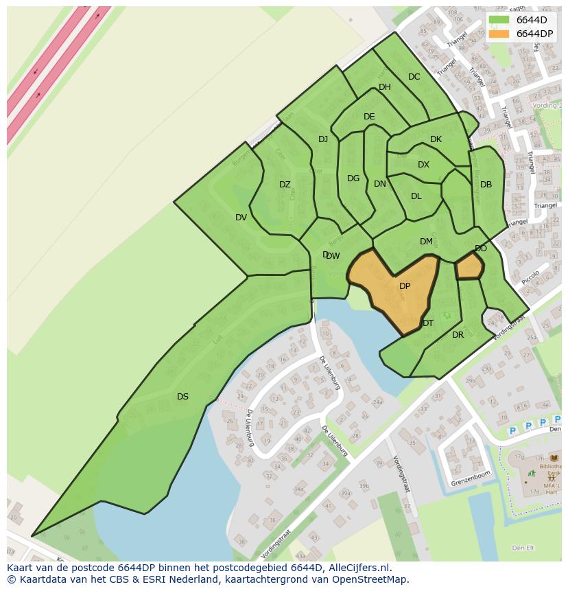 Afbeelding van het postcodegebied 6644 DP op de kaart.