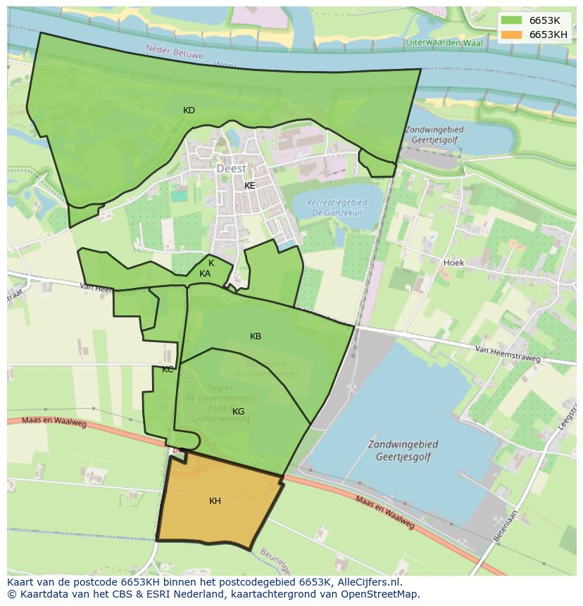 Afbeelding van het postcodegebied 6653 KH op de kaart.