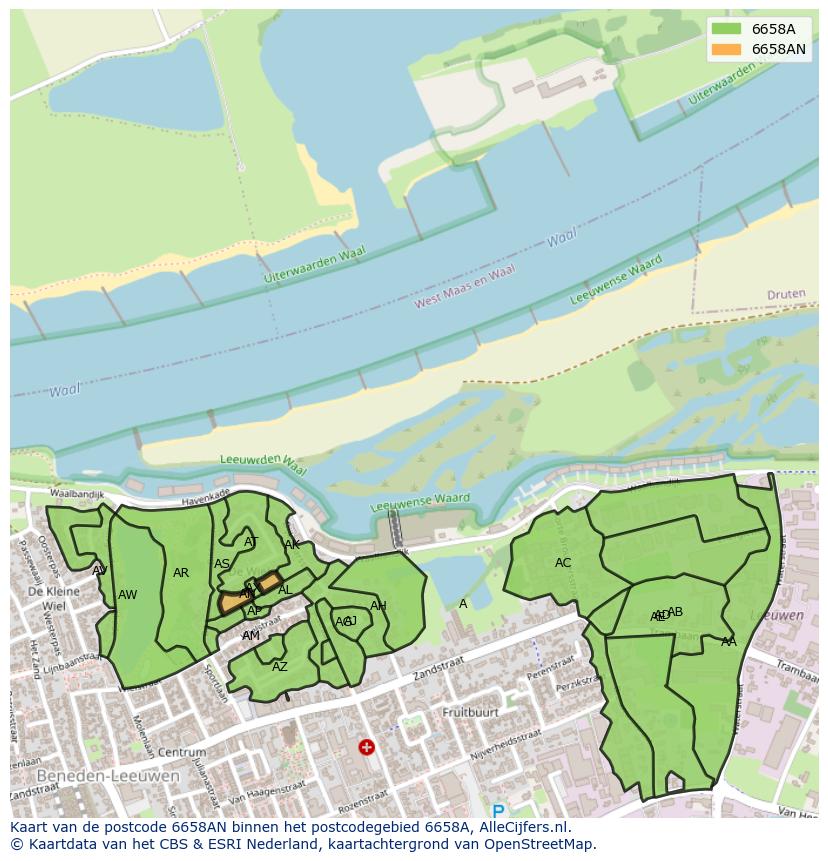 Afbeelding van het postcodegebied 6658 AN op de kaart.