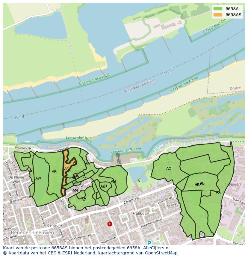 Afbeelding van het postcodegebied 6658 AS op de kaart.