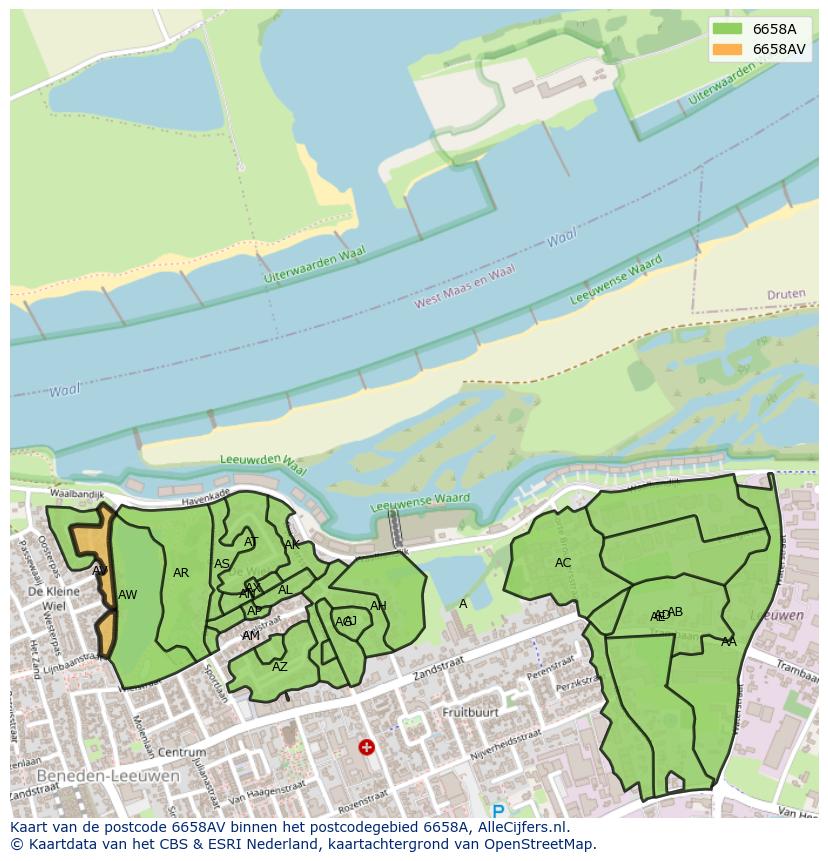 Afbeelding van het postcodegebied 6658 AV op de kaart.