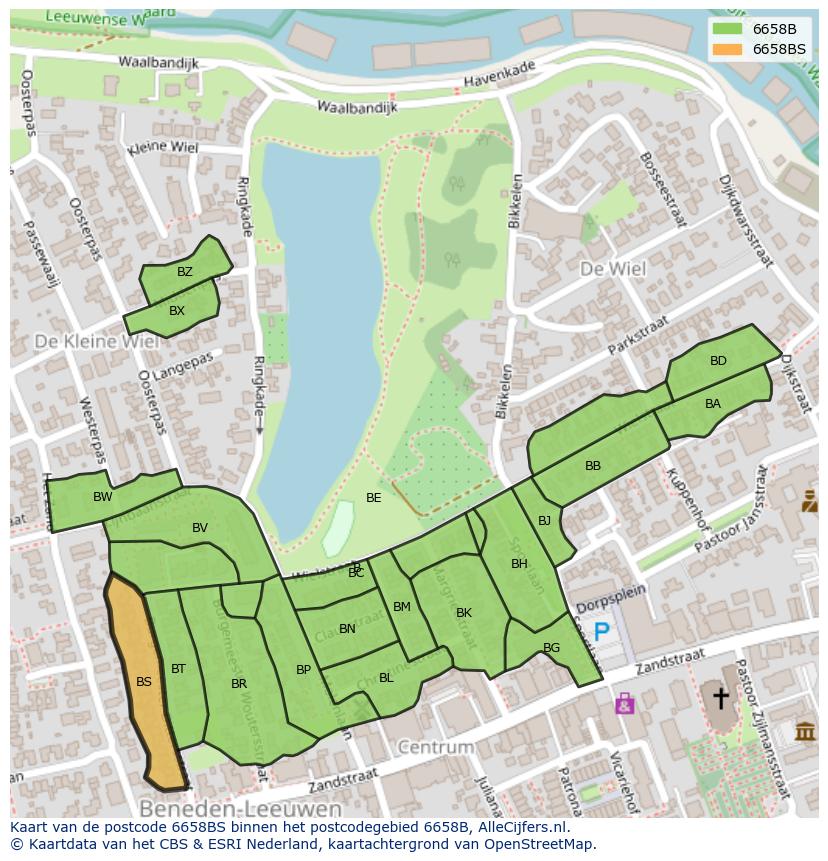 Afbeelding van het postcodegebied 6658 BS op de kaart.