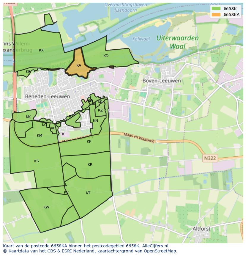 Afbeelding van het postcodegebied 6658 KA op de kaart.