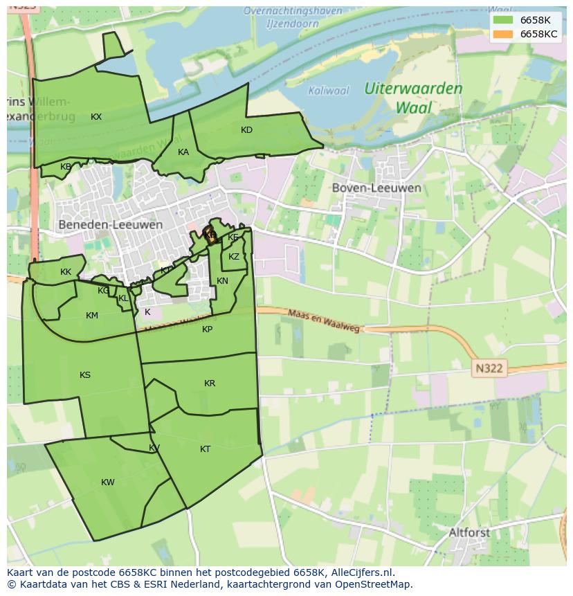 Afbeelding van het postcodegebied 6658 KC op de kaart.