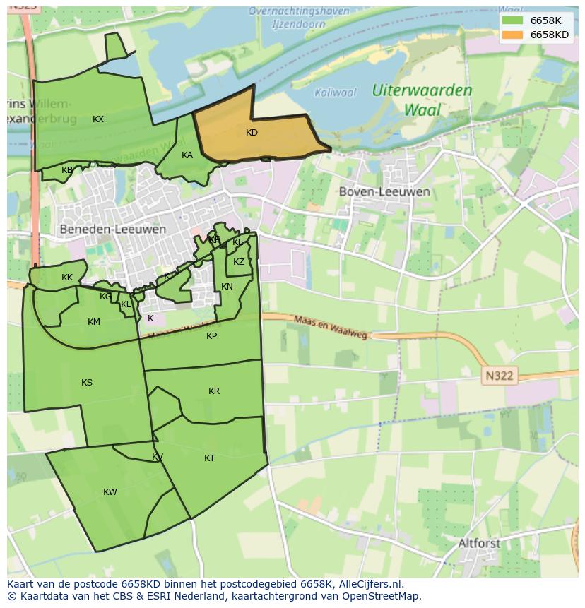 Afbeelding van het postcodegebied 6658 KD op de kaart.
