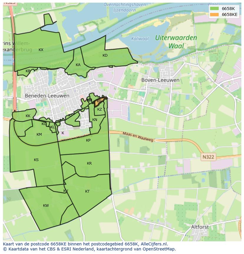 Afbeelding van het postcodegebied 6658 KE op de kaart.